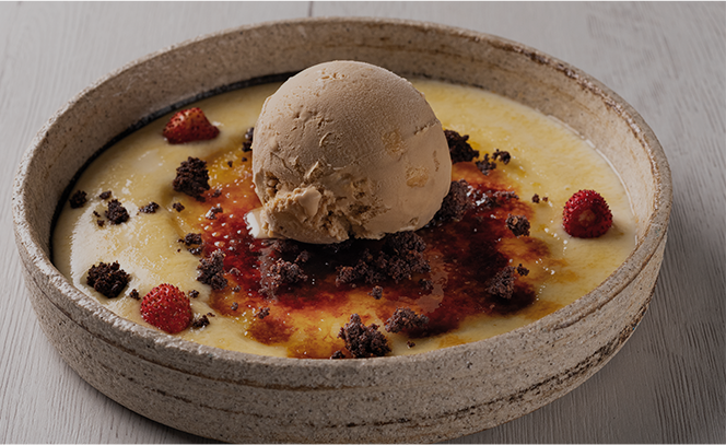 Crema de Sant Josep con helado de turrón